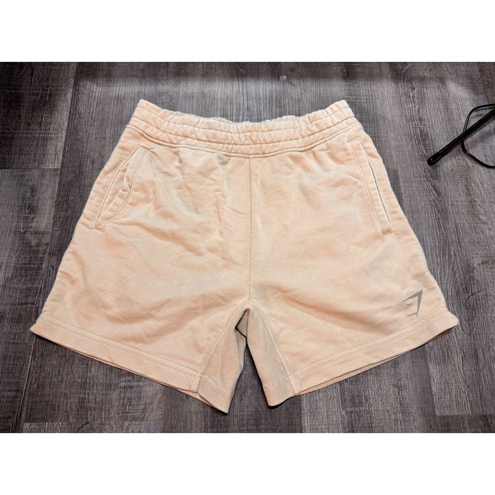 Gymshark Mens French Terry Sweat Shorts Tan Sand Elastic Waist‎ Pockets Size S